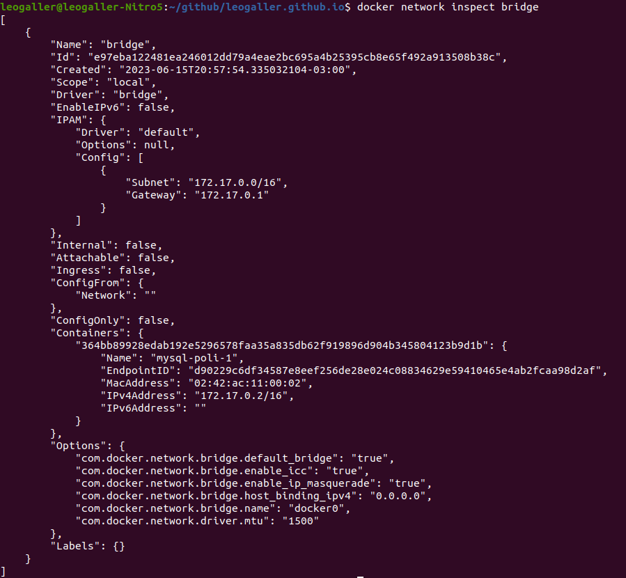 docker network inspect
